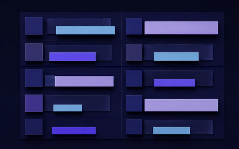Comparison layout of two vertical columns with aligned rows