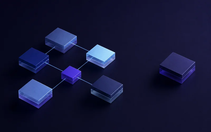 An orphaned block floating disconnected beside a correctly linked cluster