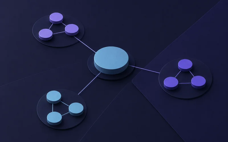 Diagram of a central entity linked to people, services and locations