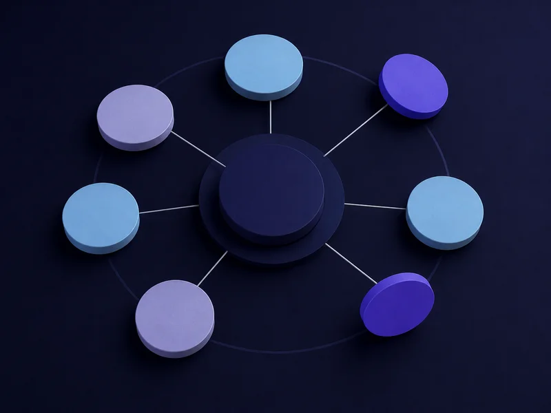 Third-party source markers around a central brand node, some agreeing and some conflicting