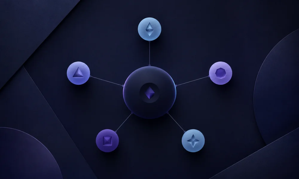 Radial diagram of five assessment areas arranged around a central node
